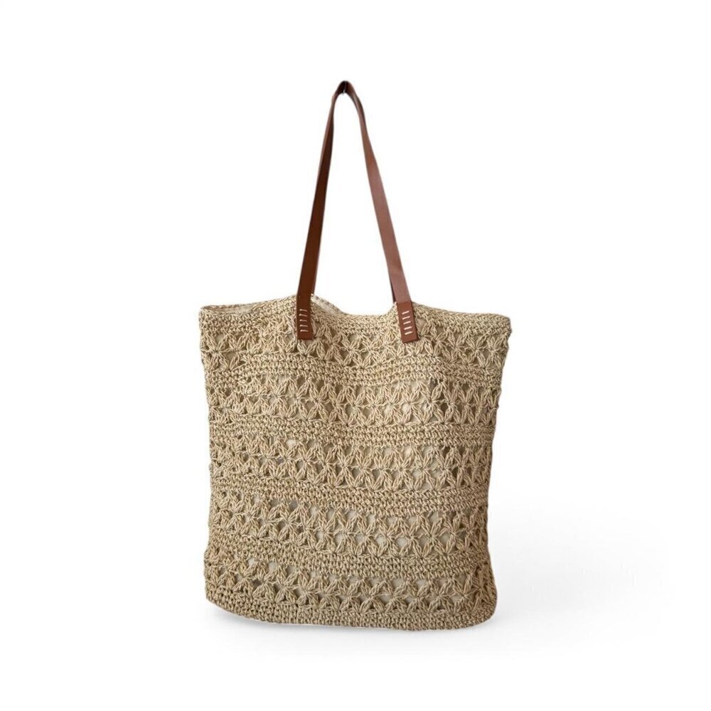 Nordstrom Packable Metallic Thread Woven Tote/ Beach Bag - Picture 2 of 5
